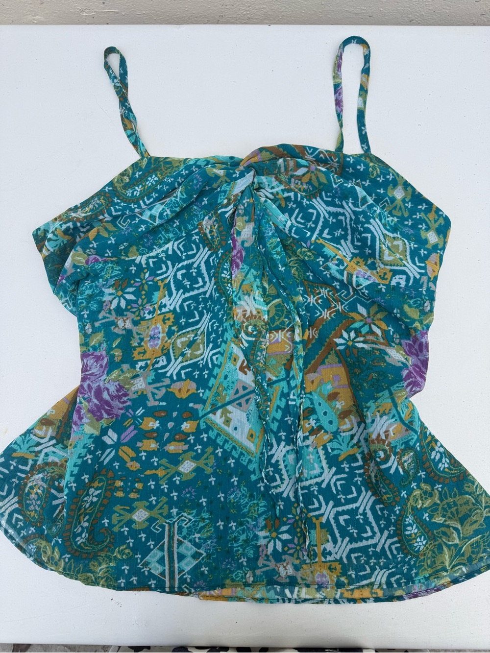 Lane Bryant Teal Multi-Pattern Spaghetti Strap Camisole